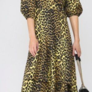 GANNI Leopard Wrap Maxi Dress - Sz 36